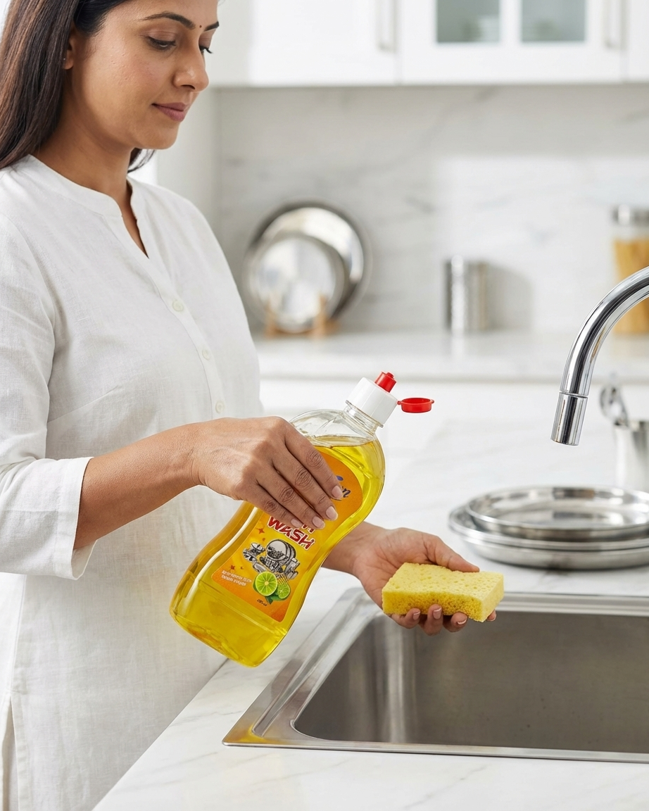 Dorron liquid detergent bottle on a marble background